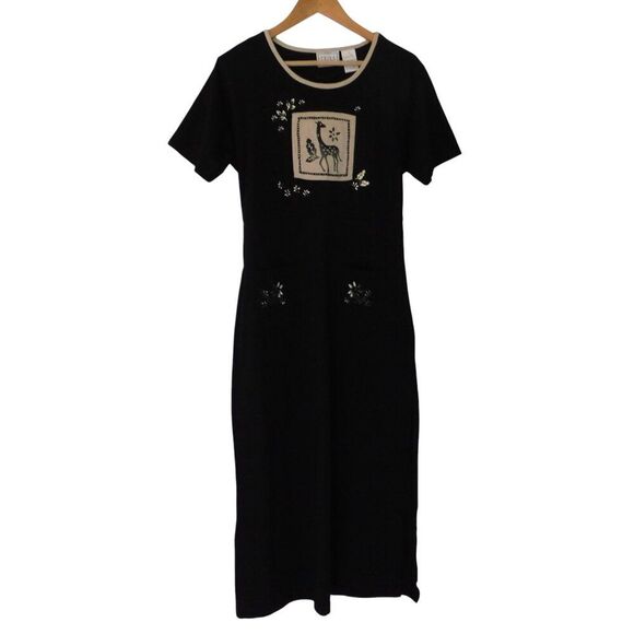 VIntage Erika Long Dress Modest SHort SLeeve Pockets Tie in Back SIze Large - Picture 6 of 6